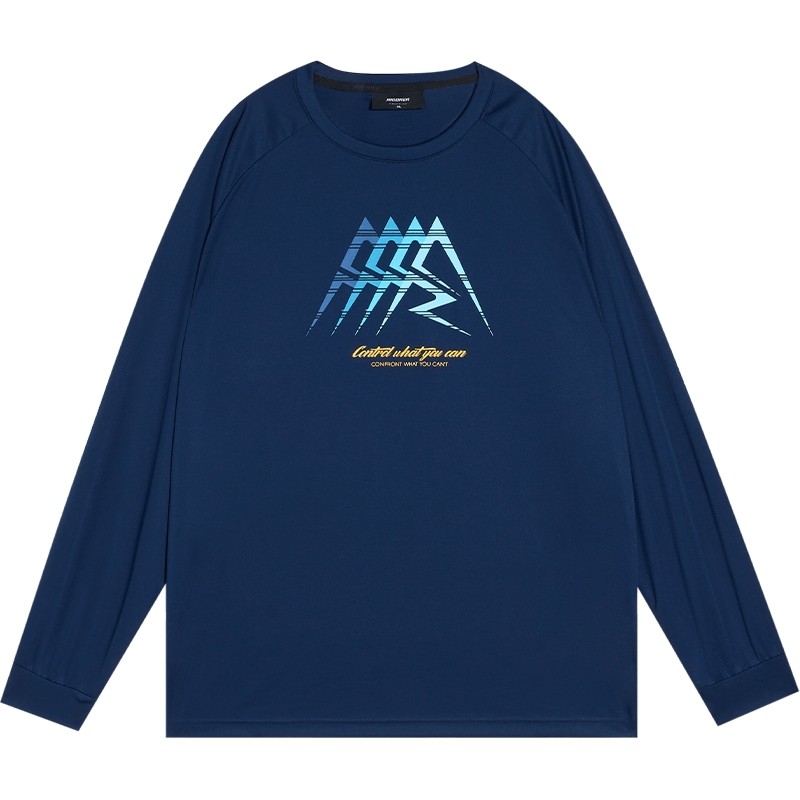 准者长袖T恤男子冬季新款宽松百搭运动投篮圆领休闲时尚印花上衣