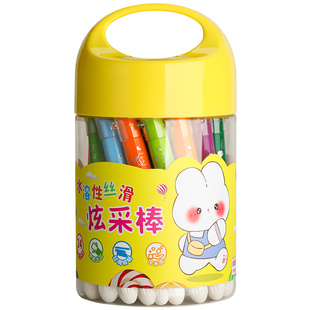 水溶性炫彩棒油画棒小学生用可水洗蜡笔彩绘棒不易脏手安全幼儿园专用24色48儿童36色旋转涂鸦笔宝宝画画彩笔