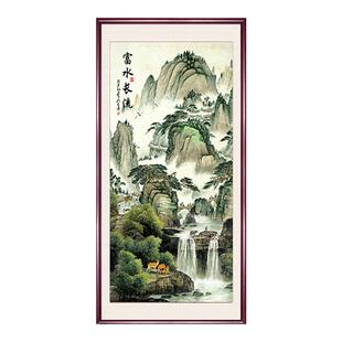 5d富水长流钻石画2026新款满钻玄关山水风景砖石秀十字绣贴钻竖版