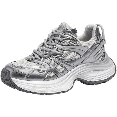 骆驼银色老爹鞋休闲运动鞋