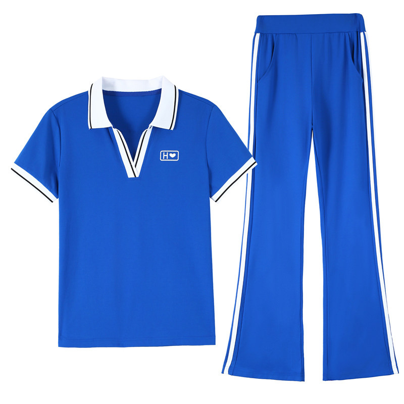冰丝新款POLO领微喇套装广场舞服装佳木斯演出杨丽萍显瘦跳舞蹈夏
