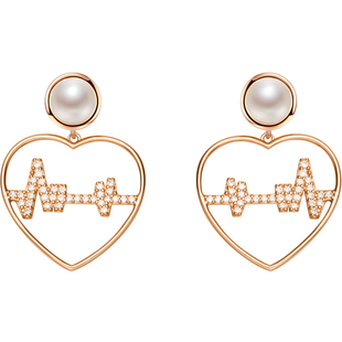 京润珍珠心仪 银S925淡水珍珠耳钉6-7mm白色扁圆形时尚生日礼物D