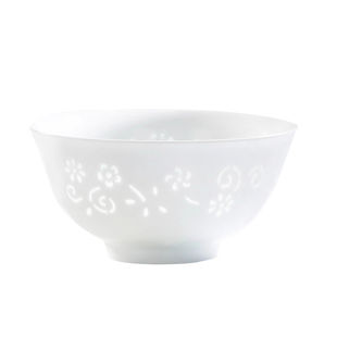 景德镇釉下彩玲珑碗高白瓷家用中式耐高温防烫米饭碗面碗汤碗碟