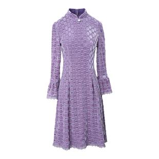 FINITY秋冬装宽松显瘦复古中国风旗袍改良版蕾丝连衣裙女