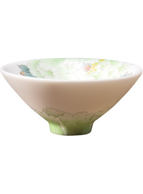 庄晓明大师手绘牡丹斗笠杯