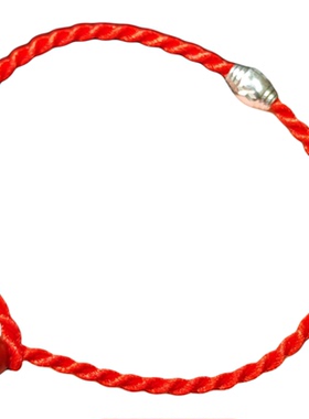 本命年红色纯银转运珠红绳手链