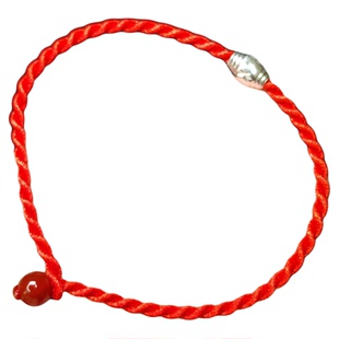 红色编织手链女纯银转运珠手串本命年红绳简约时尚情侣黑手绳饰品