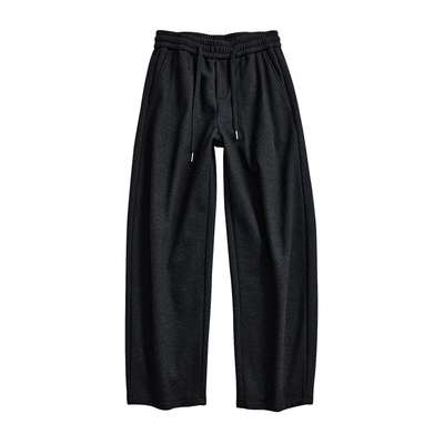 羊毛混纺呢子微阔松紧腰休闲裤男