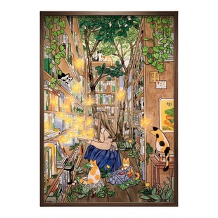 Magnolia进口拼图可爱少女和猫日常生活插画系列1000片