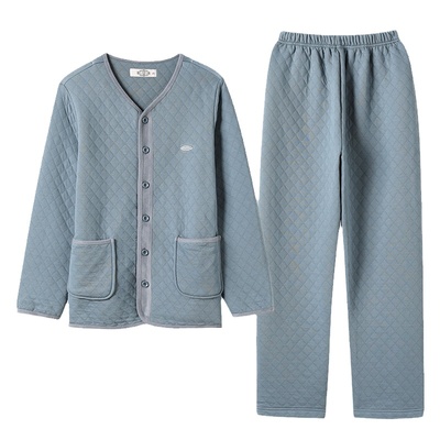 美标情侣三层加厚保暖夹棉家居服