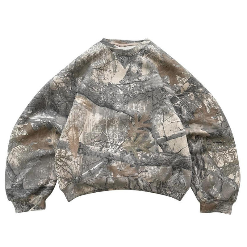 Cheetah vintage camo Jacket新款豹纹印花古着连帽卫衣涤纶外套