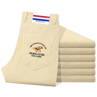 冬季条绒灯芯棉男裤子高端刺绣灯草绒长裤卡其色直筒商务休闲裤厚