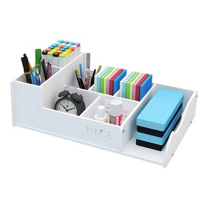 粉笔盒收纳盒讲台学校教室讲桌粉笔盒木质办公桌面多功能整理简约