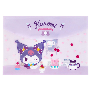 一正三丽鸥库洛米A4文件袋加厚防水按扣袋高颜值可爱美乐蒂卡通试卷收纳袋科目分类透明资料袋档案袋学生专用