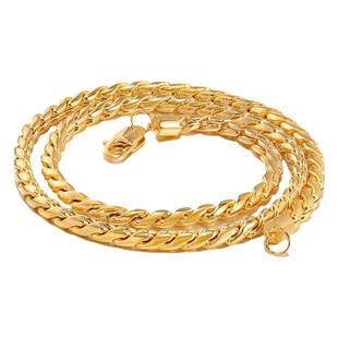 GRGR 18K黄金色麻花链男嘻哈潮流钛钢编织项链百搭锁骨链女高级感