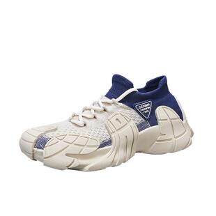 森马男鞋冬季透气飞织网面运动休闲袜子鞋青少年跑步软底增高潮鞋