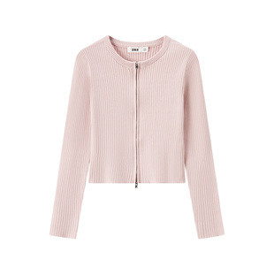 [商场同款]森马针织开衫女短款紧身显瘦春季新款温柔毛衣白色毛衫