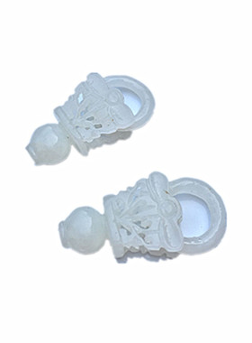 青白玉镂空花瓶耳坠压襟diy饰品