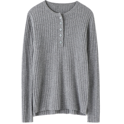 意大利设计师风纽扣坑条打底衫