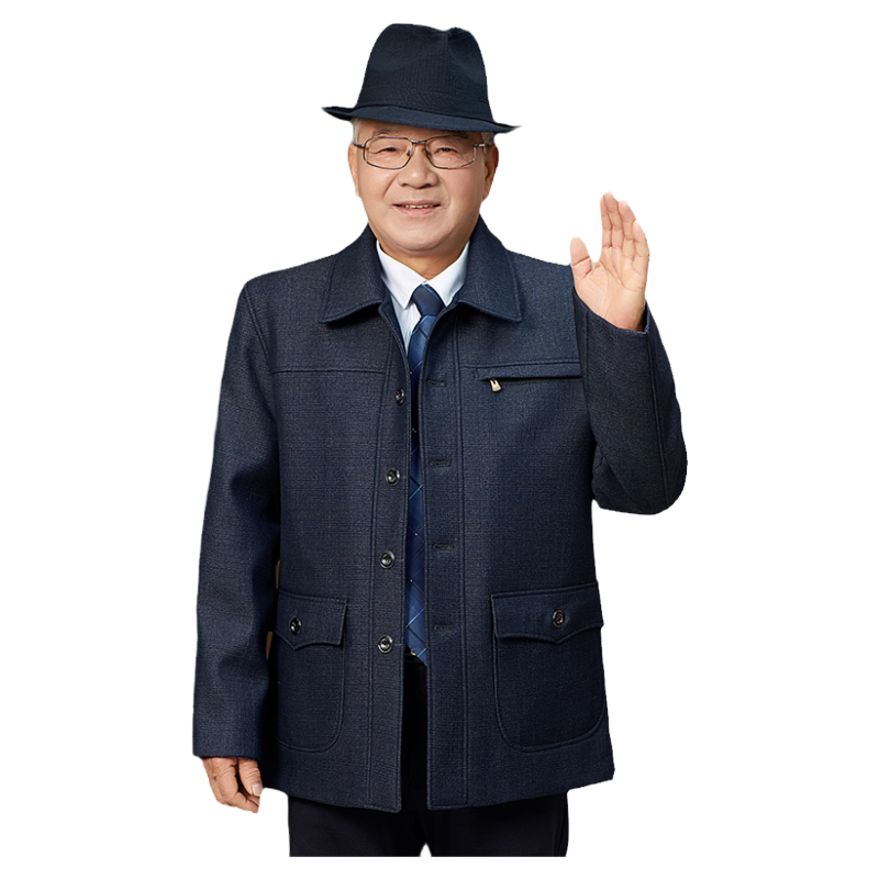 纽扣爸爸装翻领宽松春秋款