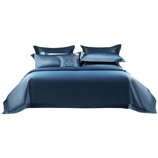 水星家纺高端轻奢140S双股四件套匹马棉贡缎全棉抗菌纯棉被套结婚