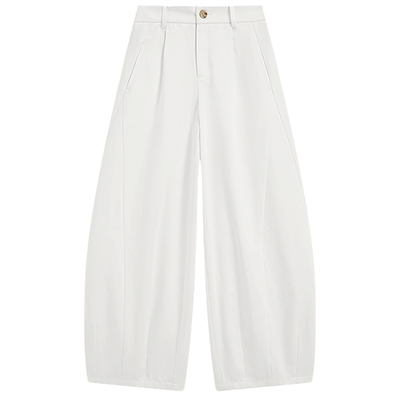 KBNE莱赛尔小个子白色阔腿裤女2026夏季新款宽松灯笼裤休闲九分裤