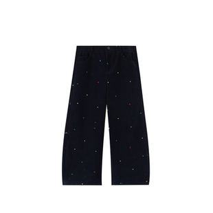 老章和小胖PONGKIKI灯芯条加绒香蕉星星裤女大码冬季保暖直筒裤子