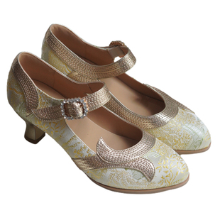 奈里民国复古优雅杏仁头酒杯跟旗袍40高跟鞋旗袍一字带玛丽珍单鞋