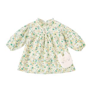 戴维贝拉女童连衣裙春装童装儿童甜美碎花裙小童宝宝洋气长袖裙子