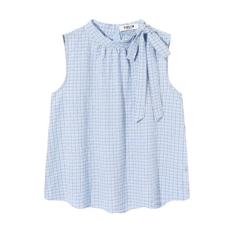 itFIVECM蓝格挂脖无袖上衣女