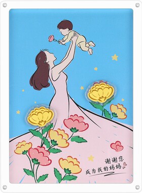 【生日限定】潮宏基黄金康乃馨金币足金金箔相框摆件礼盒送妈妈