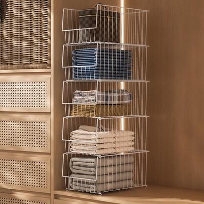 衣柜收纳拉篮自制分隔网篮抽屉式柜内隔板分层架免打孔隔层置物架