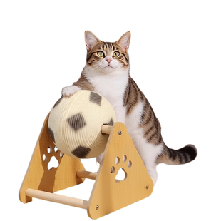 猫咪玩具自嗨解闷麻绳猫抓球磨爪神器耐磨不掉屑立式猫咪滚球抓板