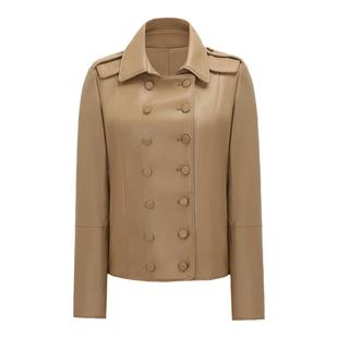 兽王2025新款新复古回潮秋冬短款棕色皮衣绵羊皮皮夹克外套女装