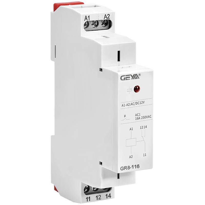GEYA格亚 中间继电器直流12V24V交流220V家用小型时间控制开关GR8