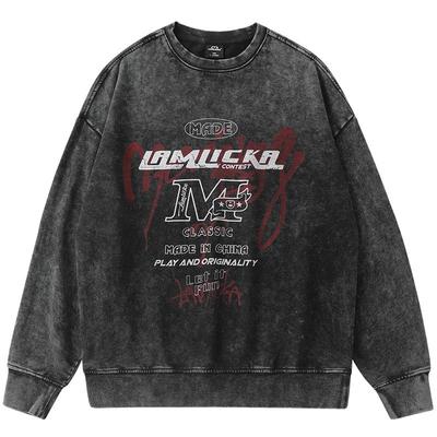 LAMLICKA做旧炒色水洗卫衣