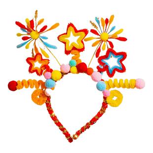 马年手工新年头饰diy材料包儿童幼儿园元旦扭扭棒发箍头箍小发饰