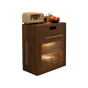 奢屋家具 全实木可伸缩岛台餐桌一体小户型多功能折叠餐桌餐边柜