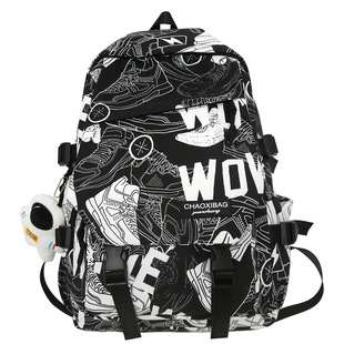 书包男小学生初中生书包男生轻便大容量涂鸦背包青少年潮牌双肩包