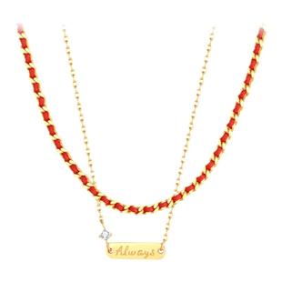 周大生红窦S925纯银红绳项链女编织锁骨链高级感本生日礼物送女生