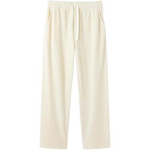 URLAZH有兰2024冬季新款慵懒风米白灯芯绒松弛感高腰直筒休闲裤女