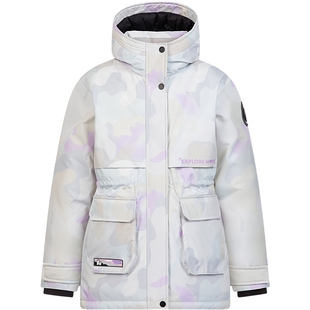 【极寒系列】波司登奥莱冬女童户外迷彩抽绳收腰蓄热连帽厚羽绒服