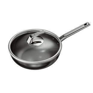 德国三头鹰无涂层钛锅不粘锅电磁炉燃气纯钛炒锅多功能家用炒菜锅