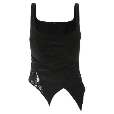 Elywood黑色蕾丝分割醋酸马甲