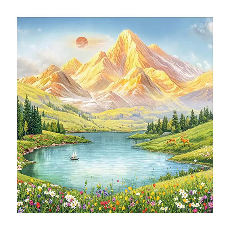 白鹿艺术纯手绘油画聚宝盆风景画