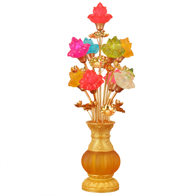 新款寺庙殿前七彩琉璃莲花灯插电