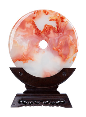 石诚记天然红花冰玉平安扣中式