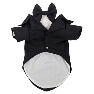 黑色英伦西装两件套宠物西装泰迪帅气西装礼服燕尾服狗衣服猫西装