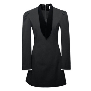 D-HARRY/迪哈利2025冬季新款精致收腰黑色长袖连衣裙DH254J90777B