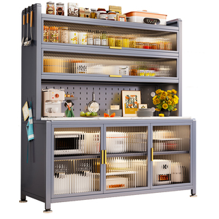 厨房置物架新款岩板橱柜碗柜多功能储物柜家用农村不锈钢简易厨柜